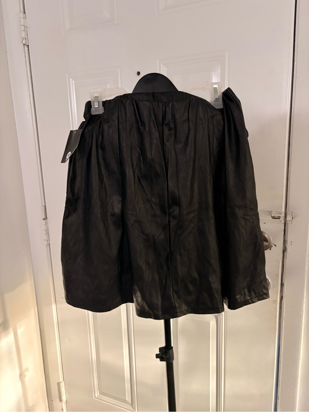 Black Faux Leather Mini Skirt - Women's Trendy A-Line